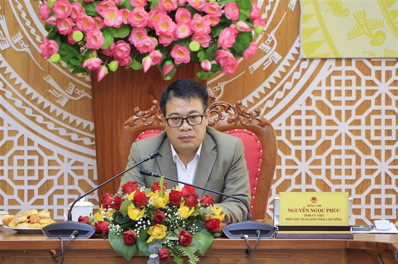 Đồng chí Nguyễn Ngọc Phúc - Phó Chủ tịch UBND tỉnh chủ trì hội nghị tại điểm cầu Lâm Đồng