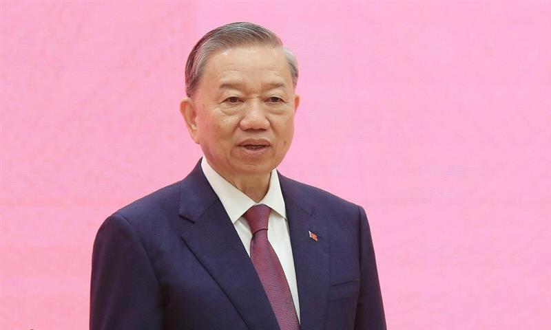 Tân Tổng Bí thư, Chủ tịch nước Tô Lâm trả lời tại họp báo quốc tế. Ảnh: TTXVN