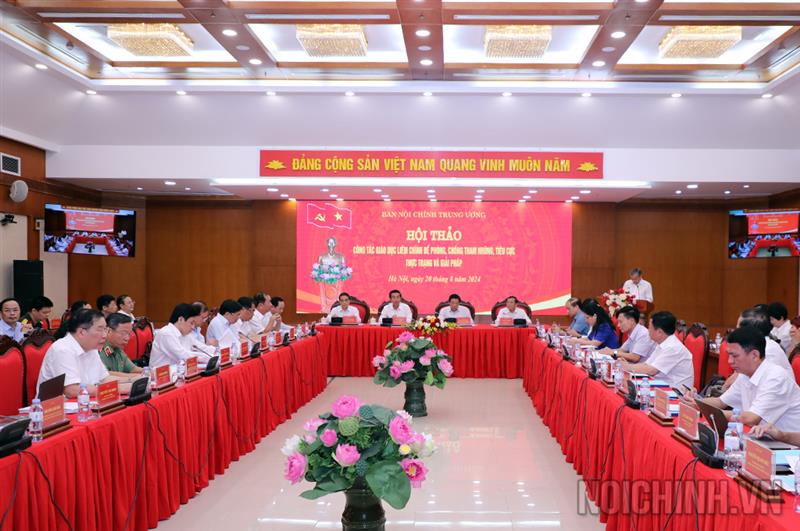 Quang cảnh Hội thảo Công tác giáo dục liêm chính để phòng, chống tham nhũng, tiêu cực, thực trạng và giải pháp do Ban Nội chính Trung ương tổ chức