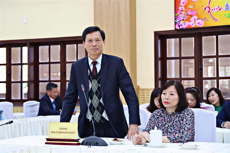Đồng chí Hoàng Xuân Hường - Bí thư Đảng uỷ Khối Doanh nghiệp tỉnh phát biểu 