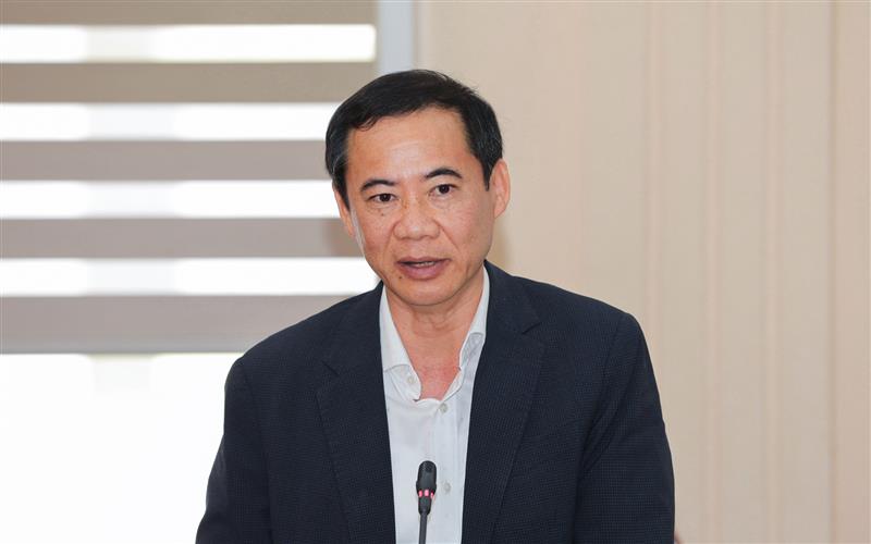 Đồng chí Nguyễn Thái Học - Quyền Bí thư Tỉnh uỷ phát biểu tại Hội nghị