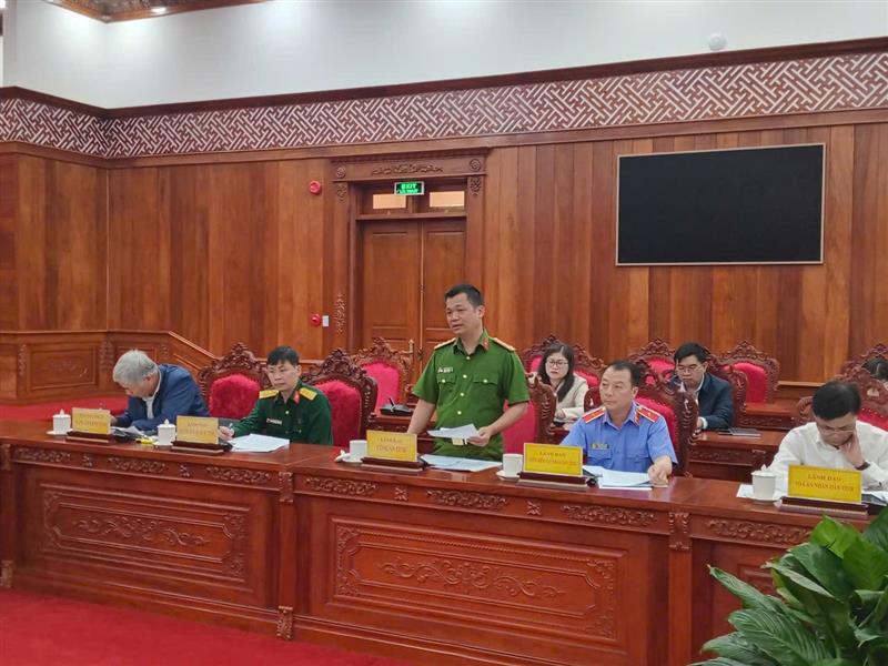 Đại tá Đậu Xuân Bảo, Phó Giám đốc Công an tỉnh phát biểu