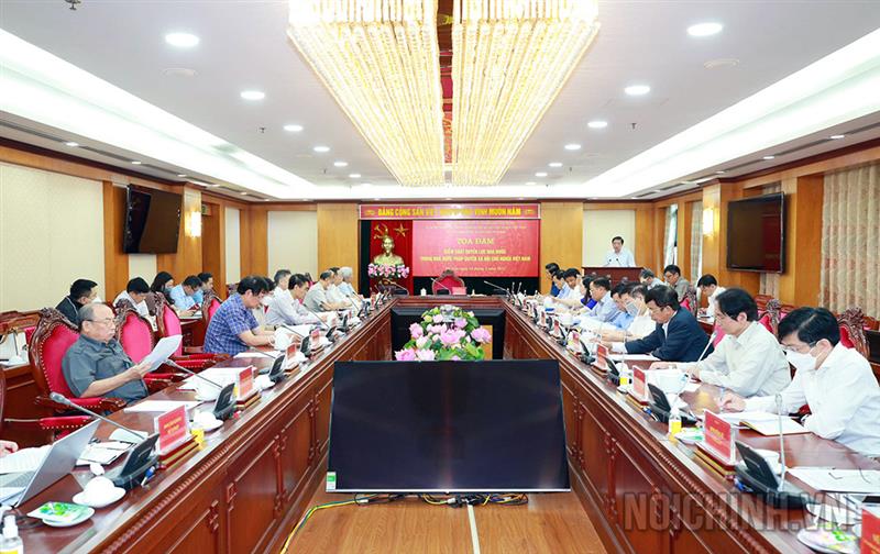 Quang cảnh Tọa đàm Kiểm soát quyền lực nhà nước trong Nhà nước pháp quyền xã hội chủ nghĩa Việt Nam do Thường trực Ban Chỉ đạo Đề án Chiến lược xây dựng và hoàn thiện Nhà nước pháp quyền xã hội chủ nghĩa Việt Nam đến năm 2030, định hướng đến năm 2045 tổ chức