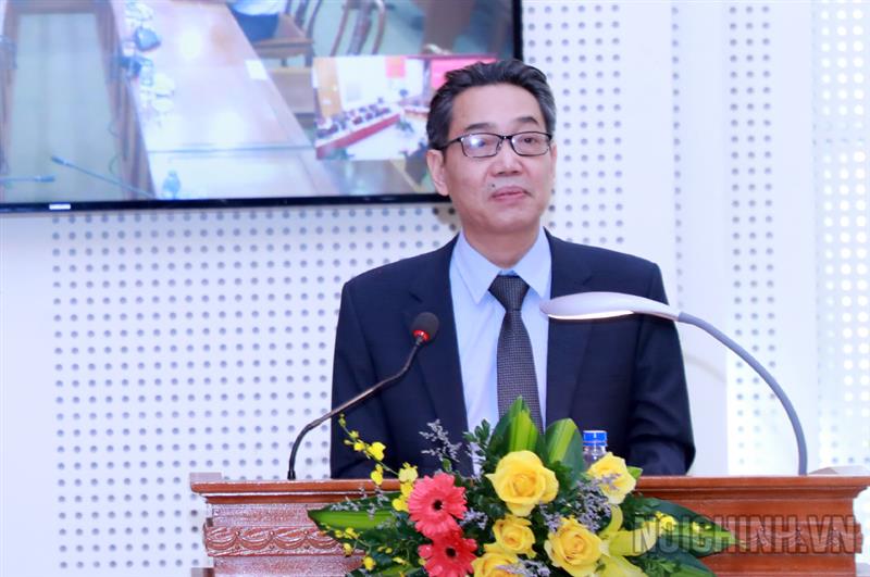 Đồng chí Đinh Văn Minh phát biểu tại một Hội nghị do Ban Nội chính Trung ương tổ chức (ảnh Đặng Phước)