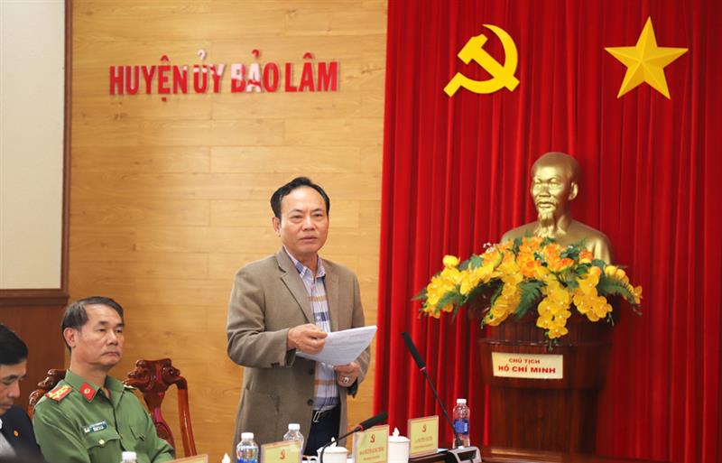 Đồng chí Nguyễn Văn Yên - Trưởng Ban Nội chính Tỉnh ủy phát biểu tại buổi làm việc