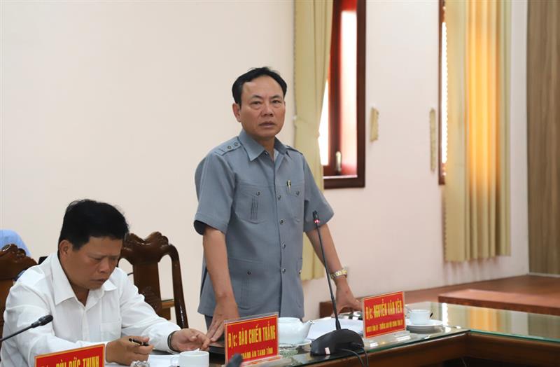 Đồng chí Nguyễn Văn Yên - Trưởng Ban Nội chính Tỉnh ủy phát biểu phân tích chỉ rõ những tồn tại, hạn chế tại huyện Đạ Huoai